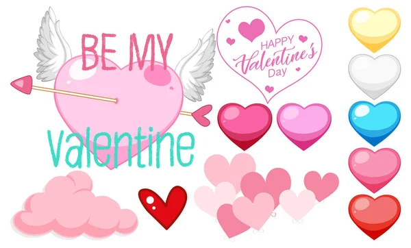 Valentine Θέμα Πολλές Καρδιές Απεικόνιση — Διανυσματικό Αρχείο