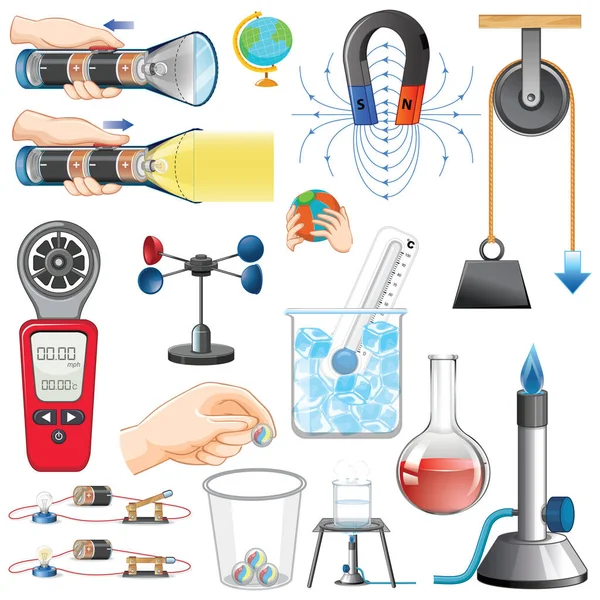 Science Equipments White Background Illustration — Stock Vector