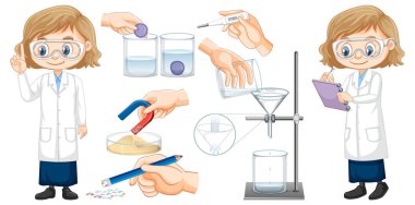 Bilim deneyi illüstrasyonu için gerekli ekipman