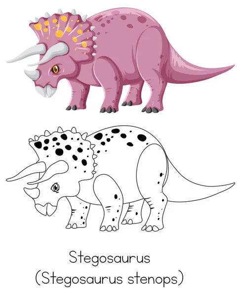 Dibujo Dinosaurios Triceratops Ilustración — Vector de stock