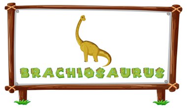 Resim içinde dinozorlar ve metin brachiosaurus tasarımı ile çerçeve şablonu