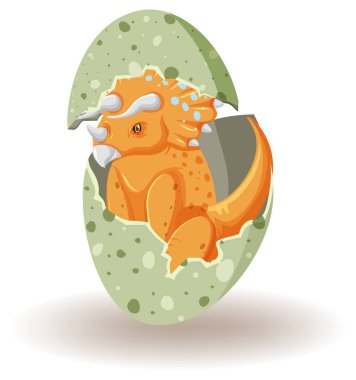 Triceratops yumurta illüstrasyonundan yumurtadan çıkıyor
