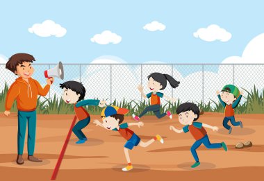 Kırmızı ışık yeşil ışık oyunu oynayan çocuklar