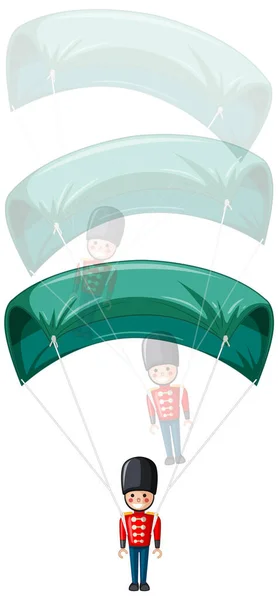 Army Toy Parachute White Background Illustration — Stock Vector