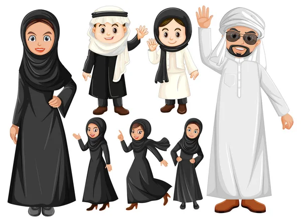 Siyah beyaz kostümlü Arap insanları