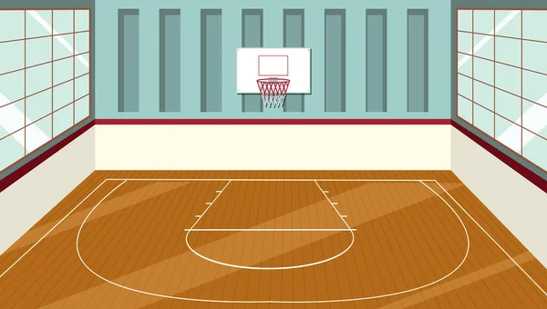 Empty Indoor Basketball Court Scene Illustration — Stock Vector
