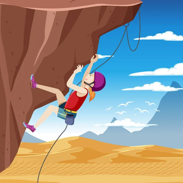 Escalada Roca Aire Libre Escena Ilustración — Vector de stock