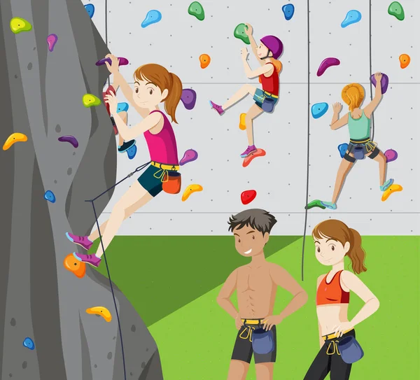 Indoor Rock Climbing Gym Illustration — ストックベクタ