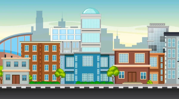 Vista Edifício Cidade Durante Dia Ilustração —  Vetores de Stock
