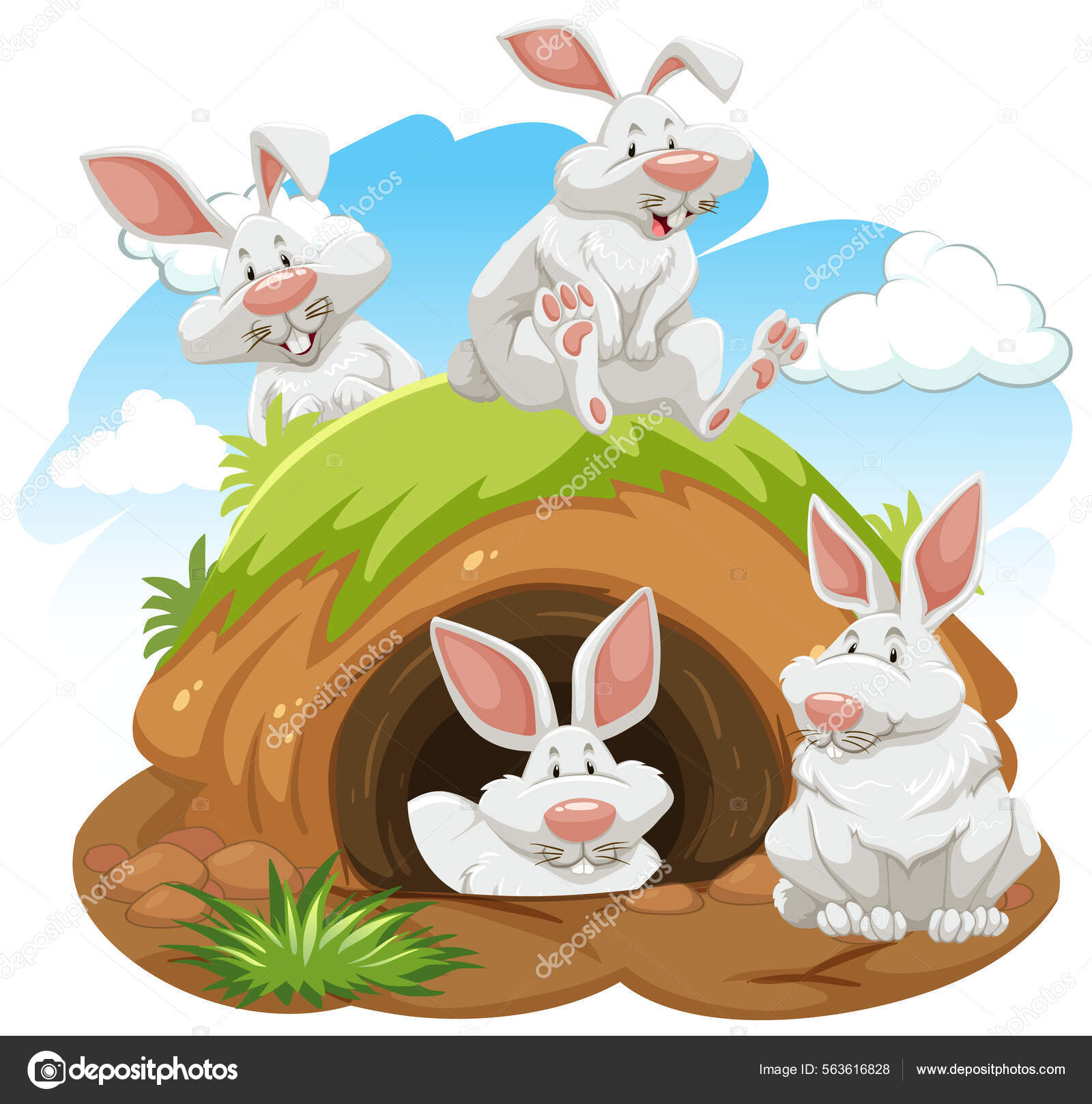 Group Rabbits Burrow Illustration Stock Vector by ©blueringmedia 563616828