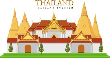 Tayland ikonik turizm cazibe arka plan illüstrasyonu