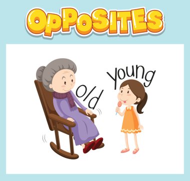 Çocuk resimlemesi için karşıt İngilizce kelimeler