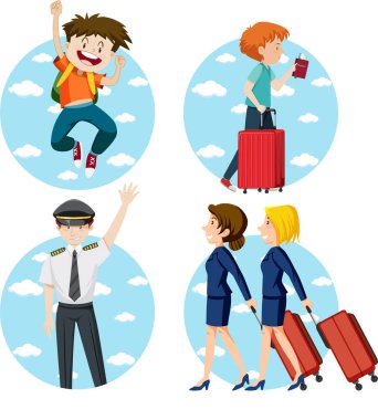 Sırt çantası olan bir grup kız ve erkek.