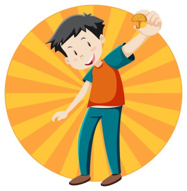 Aktif çocuk basit çizgi film karakteri çizimi