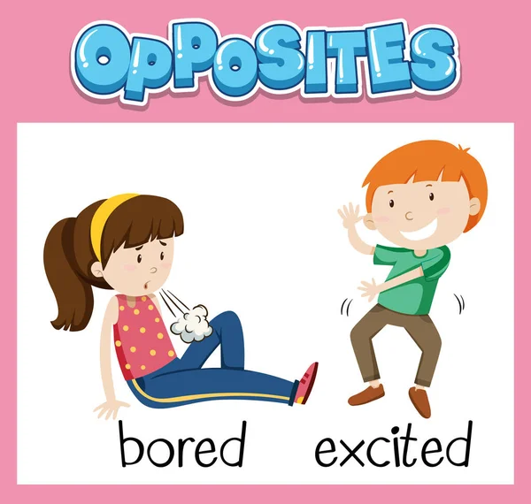 Tegengestelde Engelse Woorden Voor Kinderen Illustratie — Stockvector