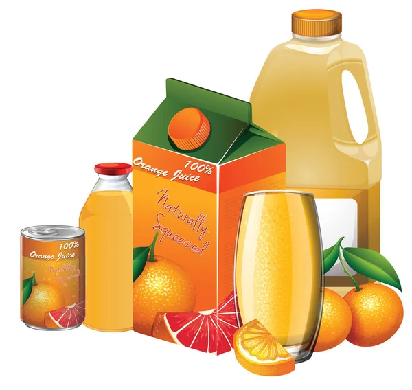 Set Orangefarbener Produkte Auf Weißem Hintergrund — Stockvektor