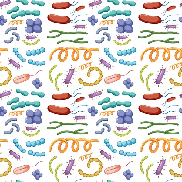 Sömlösa Bakterier Och Virus Ikoner Illustration — Stock vektor