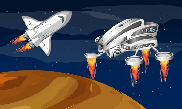 Ein Raumschiff Der Weltraumszene Illustration — Stockvektor