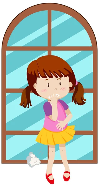 Embarrassed Girl Simple Cartoon Character Illustration — Stock Vector