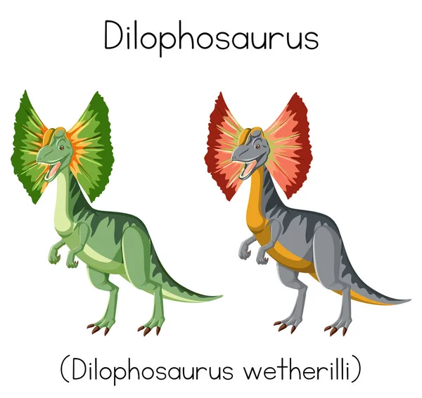 Dilofosaurus Zieleni Szarości Ilustracja — Wektor stockowy