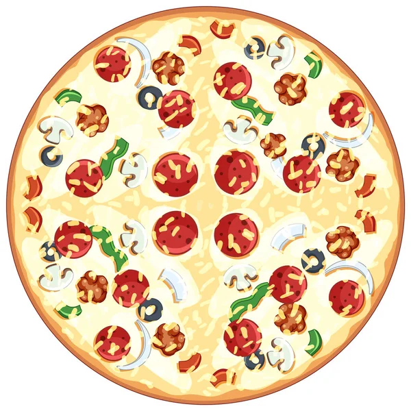Draufsicht Auf Käse Pizza Auf Weißem Hintergrund Illustration — Stockvektor