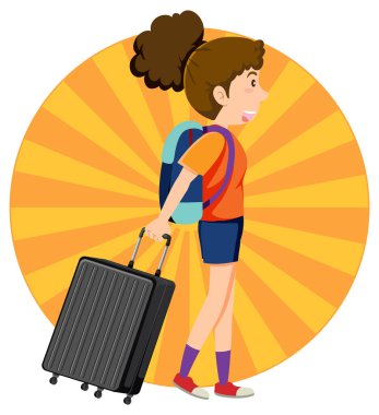 Turist kız çiziminin basit karakteri