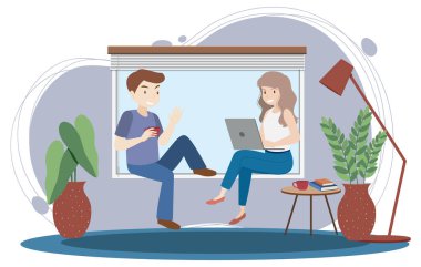 Düz tasarım illüstrasyonunda işyeri kavramındaki insanlar