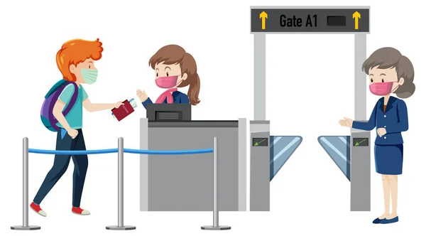 Airport Gate Staffs Passenger Illustration — Stock Vector