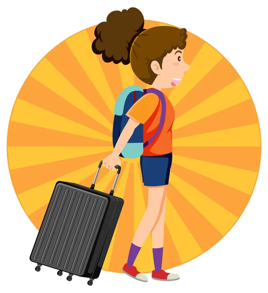 Personagem Simples Ilustração Menina Turista — Vetor de Stock