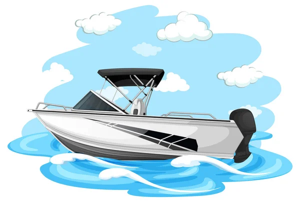 Speedboat Cartoon Style White Background Illustration — Stock Vector