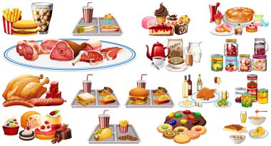 Gıda ve içecekler illüstrasyon oluşturur