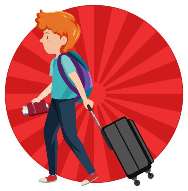 Turist illüstrasyonunun basit karakteri