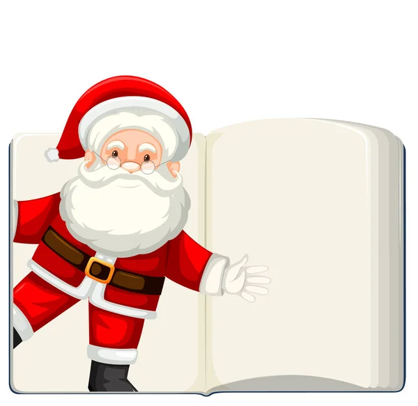 Offenes Blankobuch Mit Weihnachtsmann Illustration — Stockvektor
