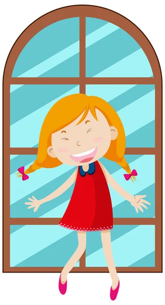 Κορίτσι Γέλιο Απλή Απεικόνιση Χαρακτήρα Κινουμένων Σχεδίων — Διανυσματικό Αρχείο