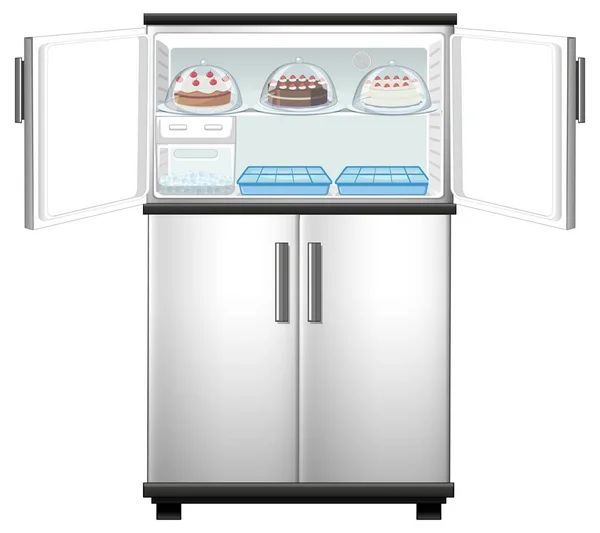 Refrigerador Con Mucha Ilustración Alimentos — Vector de stock