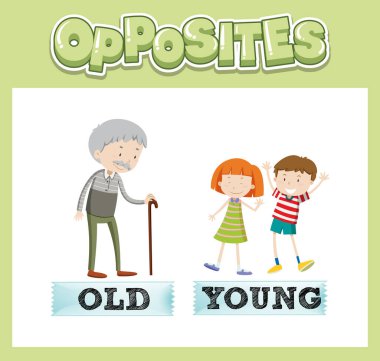 Çocuk resimlemesi için karşıt İngilizce kelimeler