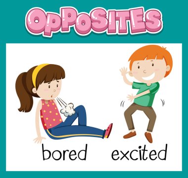 Çocuk resimlemesi için karşıt İngilizce kelimeler