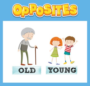 Çocuk resimlemesi için karşıt İngilizce kelimeler