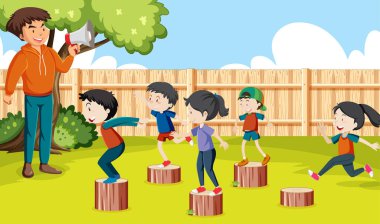 Kırmızı ışık yeşil ışık oyunu oynayan çocuklar