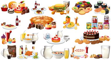 Gıda ve içecekler illüstrasyon oluşturur