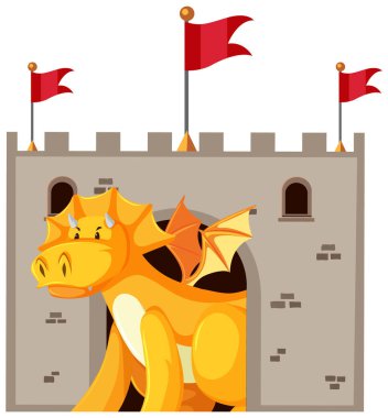 Şirin sarı ejderha çizgi film karakteri çizimi