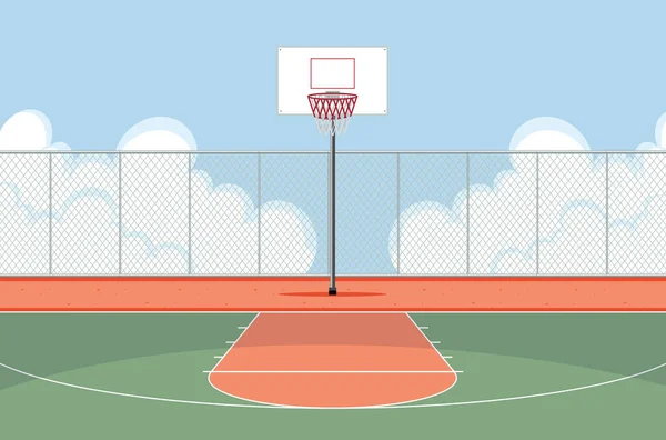 Пустой Рисунок Сцены Баскетбольной Площадке — стоковый вектор