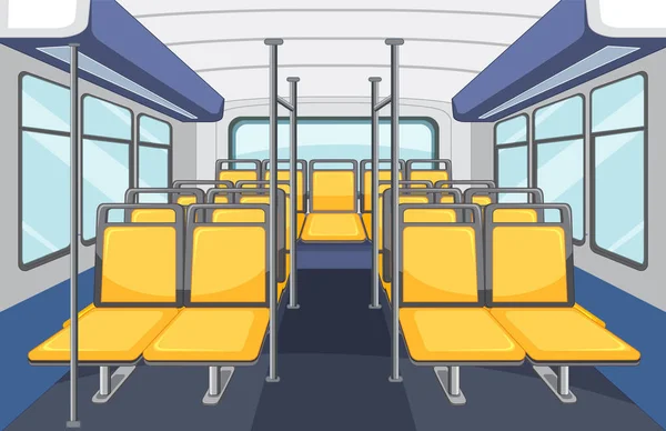 Bus Interior Empty Yellow Seats Illustration — 스톡 벡터