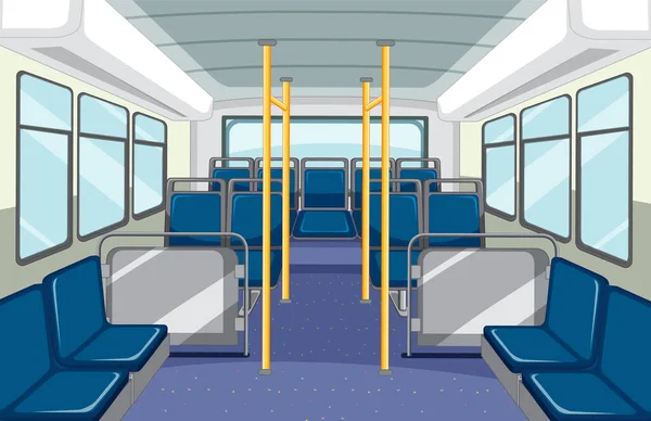Интерьер Автобуса Пустыми Синими Сиденьями — стоковый вектор