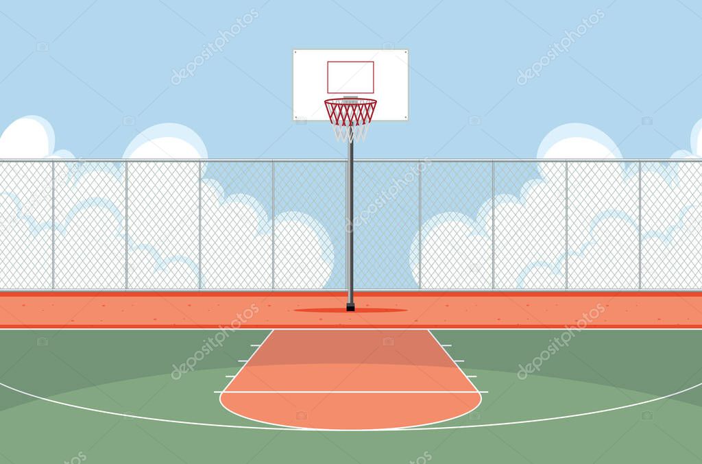 Empty basketball court scene illustration