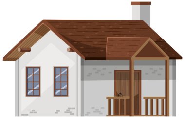 Beyaz arkaplanda izole edilmiş bir tuğla ev