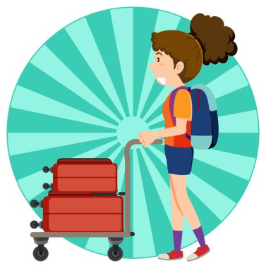 Turist kız çiziminin basit karakteri