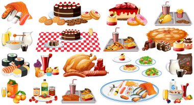 Gıda ve içecekler illüstrasyon oluşturur