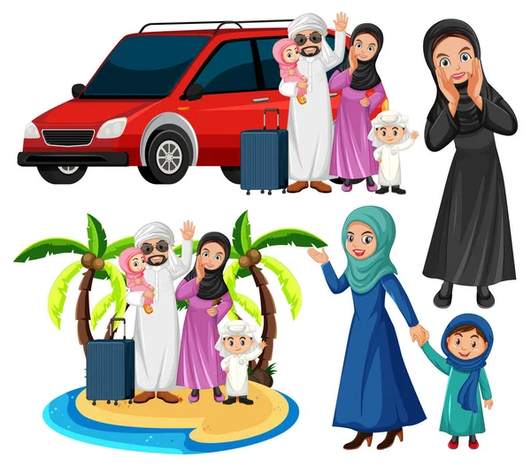 Arabic People Holidays Illustration — Stock Vector