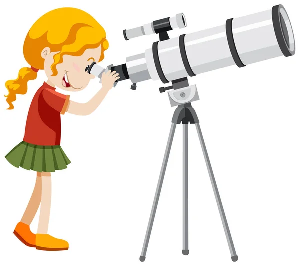 Niño De Dibujos Animados Mirando A Través De Un Telescopio Ilustraciones  svg, vectoriales, clip art vectorizado libre de derechos. Image 193412000